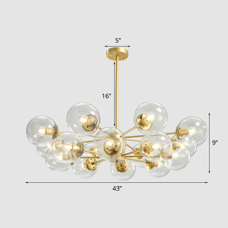 Gold Ball Chandelier Light Fixture Postmodern Glass Suspension Lighting for Living Room