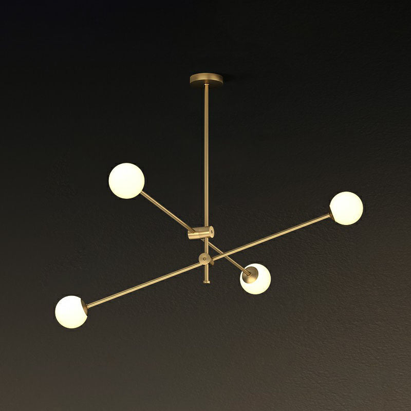 Lampada sospesa del braccio girevole in metallo lampadario minimalista di finitura in ottone con tonalità in vetro a sfera