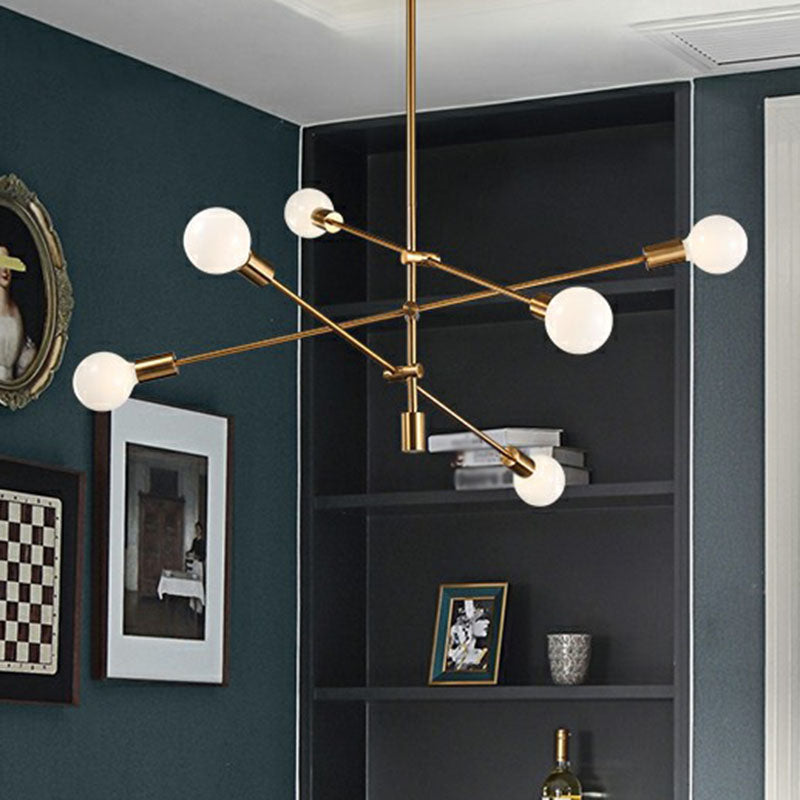 Design a bulbo esposto lampadario leggero Postmodern Metal Dining Sala Cipante con braccio a bordo regolabile