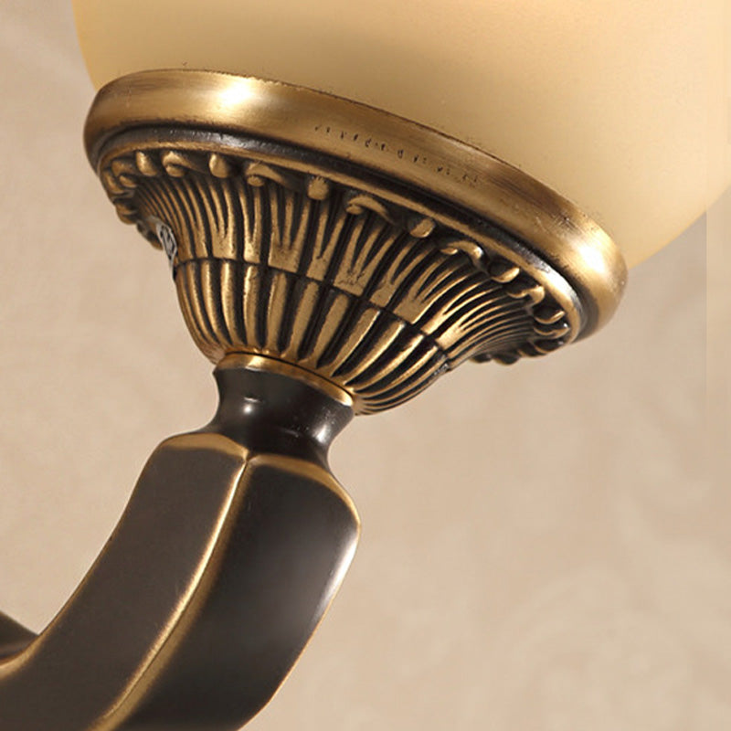 1/2-Light Wall Light Fixture Vintage Porch Wall Sconce with Flared Frosted Glass in Bronze