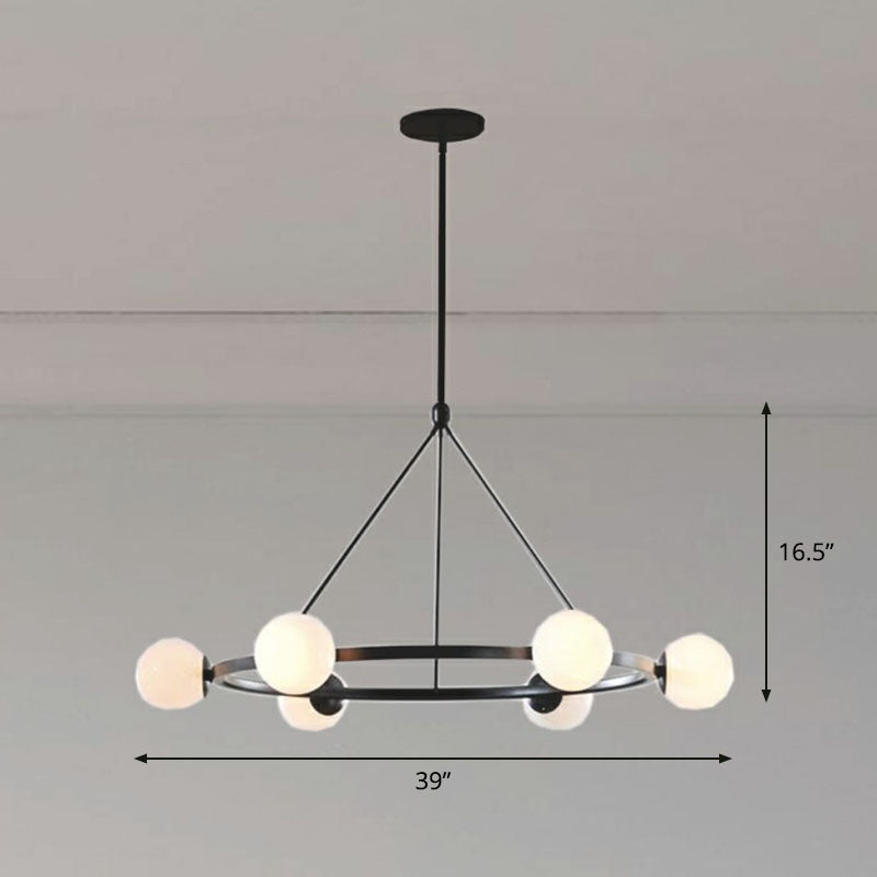 Lampadario a sospensione a sospensione circolare minimalista leggera lampada da soffitto in vetro latte per il soffitto