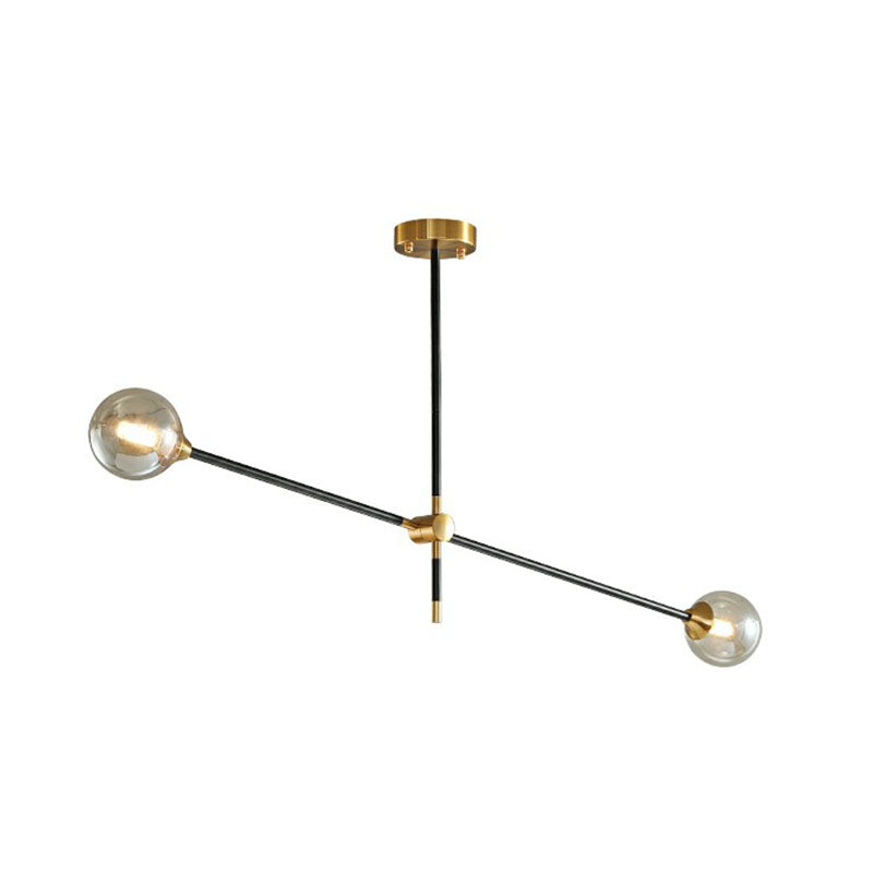 Ball Glass Suspension Light Minimalism Black-Brass LED Chandelier with Adjustable Arm