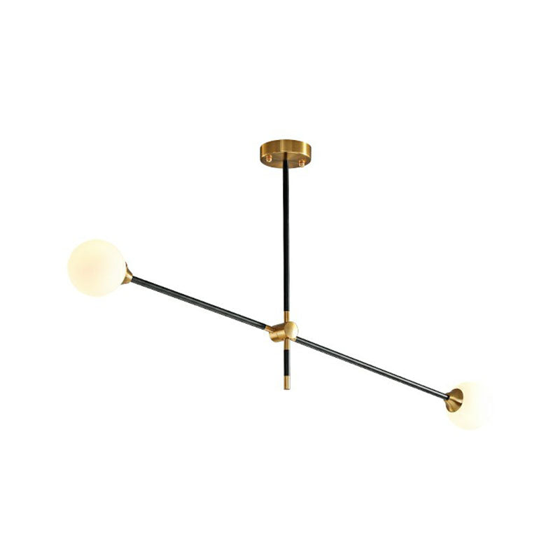Ball Glass Suspension Light Minimalism Black-Brass LED Chandelier with Adjustable Arm