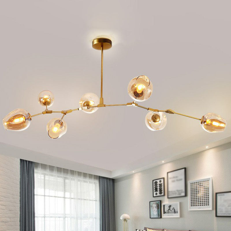 Nordic Molecular Hanging Lighting Dimple Glass 7 Heads Living Room Pendant Chandelier