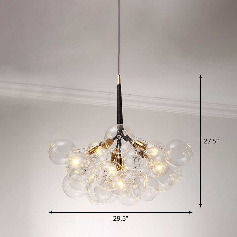 Bubble Chandelier Lighting Minimalist Transparent Glass Suspension Light for Living Room