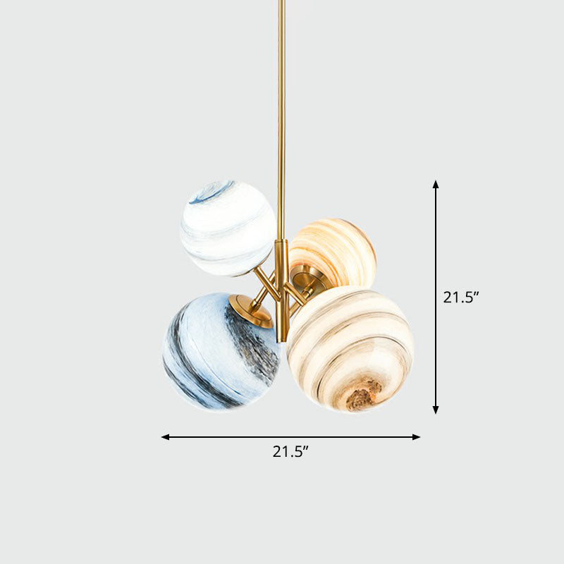Bolle di vetro multicolore appeso a pendente a 4 teste di novità a 4 teste.
