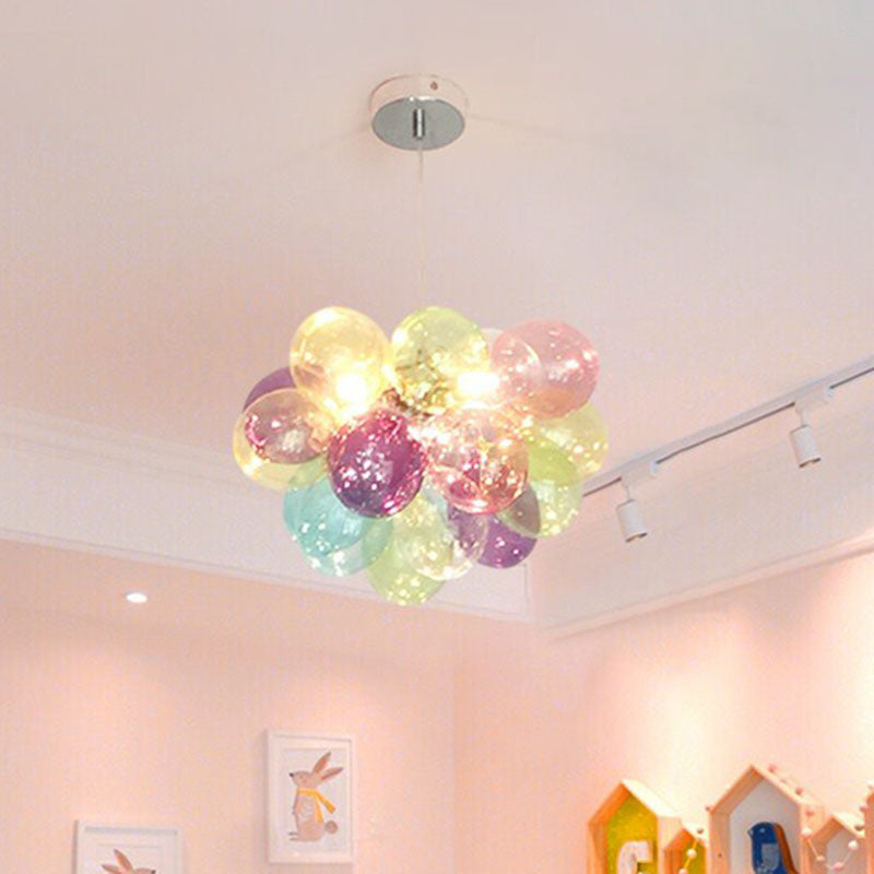 Palloncini per bambini lampadario lampadario multicolore in vetro a led lampada appesa in acciaio inossidabile