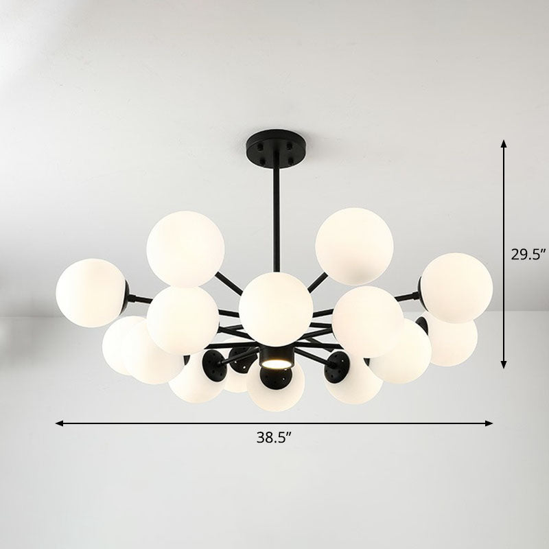 Black Bubbles Chandelier Lighting Nordic Frosted White Glass Suspension Light for Dining Room