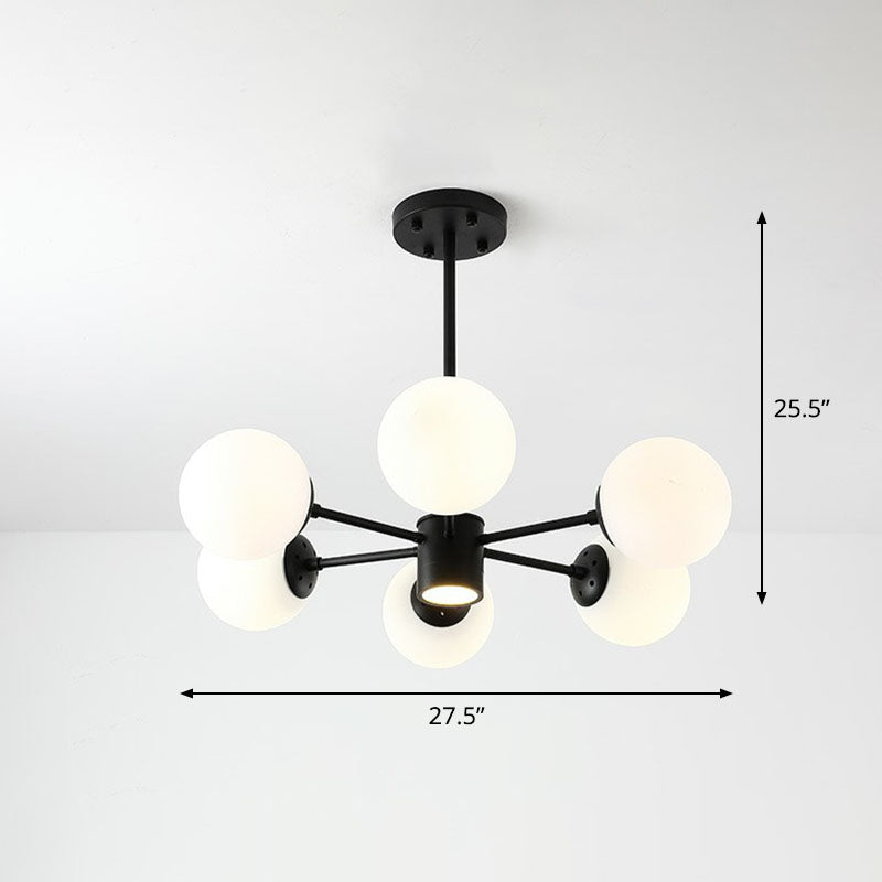Black Bubbles Chandelier Lighting Nordic Frosted White Glass Suspension Light for Dining Room