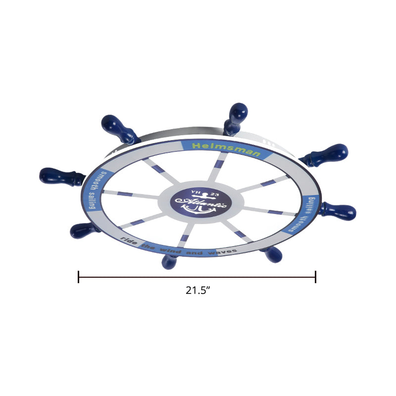 Rudder Chambre à coucher LED Flush Mount Lighting Wood Kids Style Flush Mount Ceiling Light in Blue