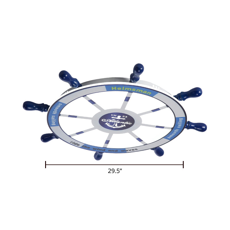 Rudder Chambre à coucher LED Flush Mount Lighting Wood Kids Style Flush Mount Ceiling Light in Blue