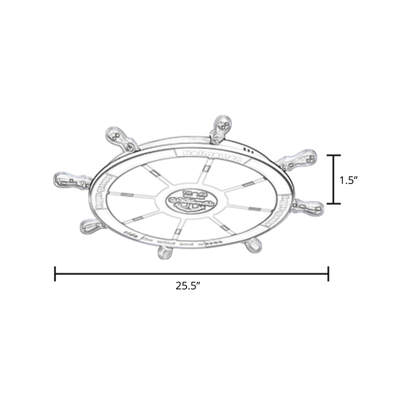Rudder Chambre à coucher LED Flush Mount Lighting Wood Kids Style Flush Mount Ceiling Light in Blue