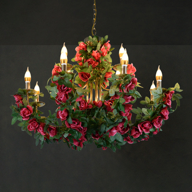 Plant Metal Pendant Chandelier Farm Style Restaurant Hanging Light Fixture for Decoration