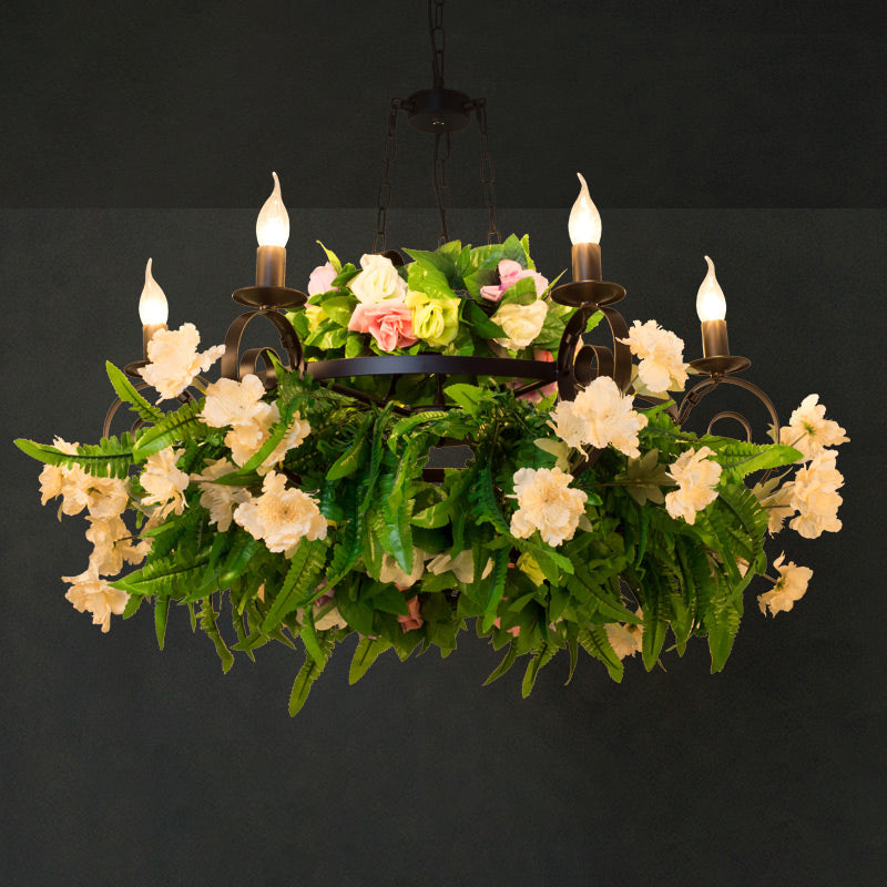 Plant Metal Pendant Chandelier Farm Style Restaurant Hanging Light Fixture for Decoration