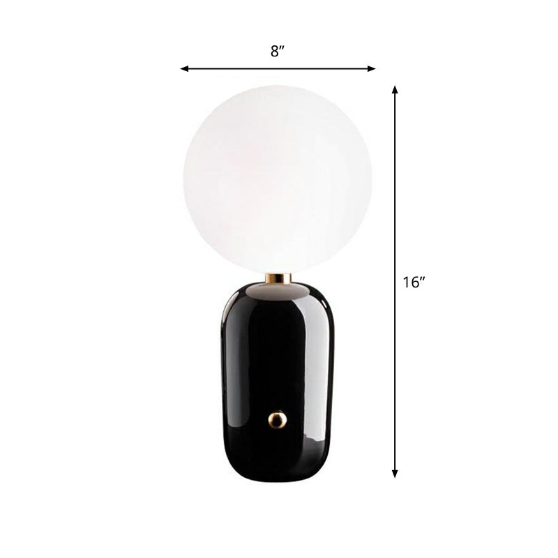 Tavolo da notte capsule chiacchierata in metallo postmoderno 1 lampadina per bambini lampada da comodino con sfumatura in vetro bianco