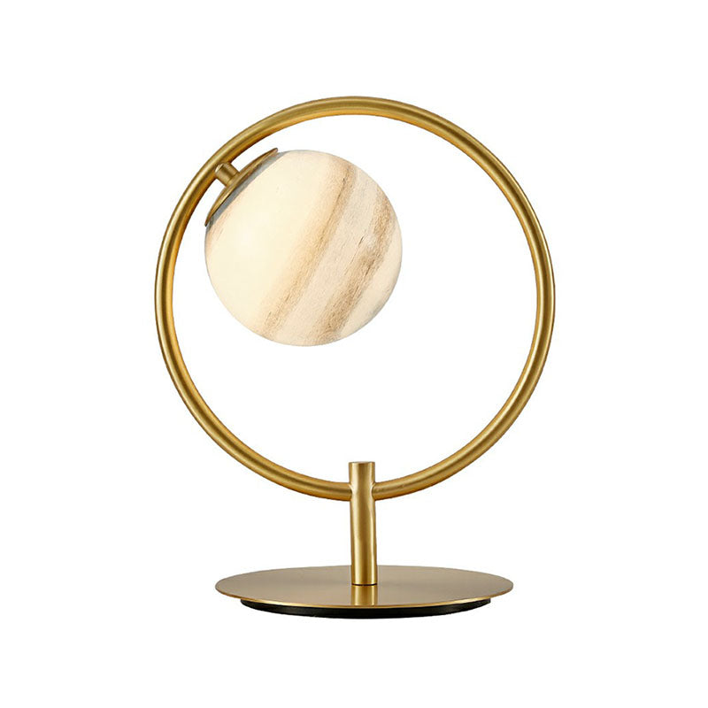 Gold Finish Planet Tischlampe Nordic 1 Glühbirne Buntglas Nachtlicht mit Metallring
