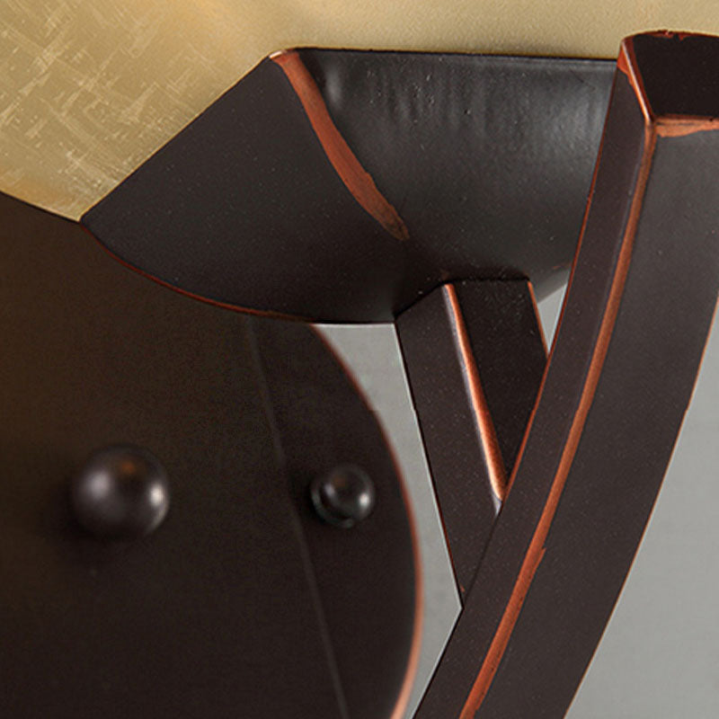 Dome Bedroom Wall Lighting Retro Frosted Glass 1 Light Black Wall Sconce Light with Metal Curvy Arm