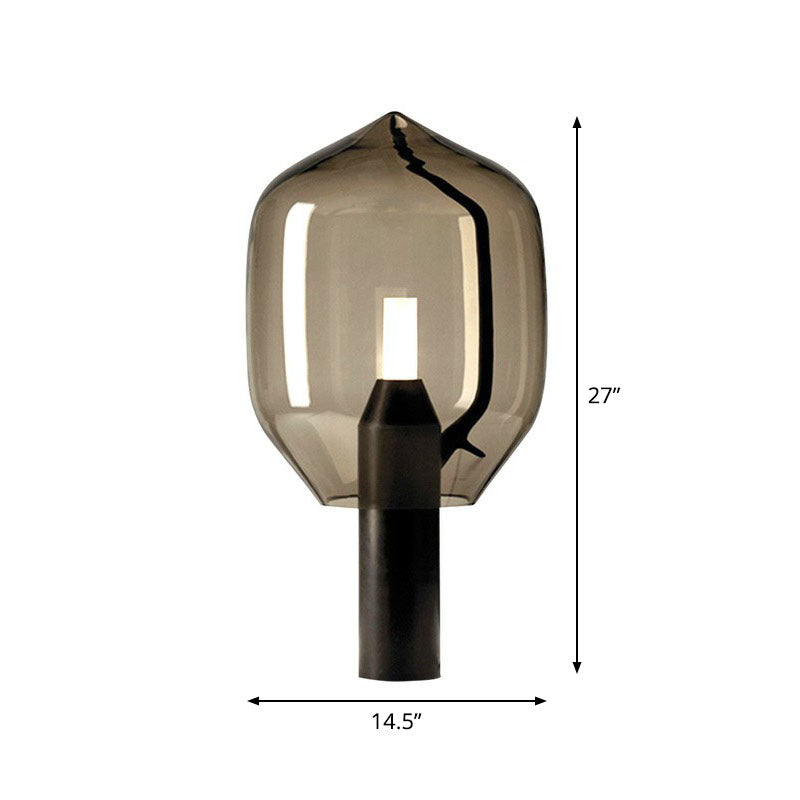 Lampada da tavolo da bocciolo di fiore di vetro Lampada illuminata nere a 1 luce per soggiorno