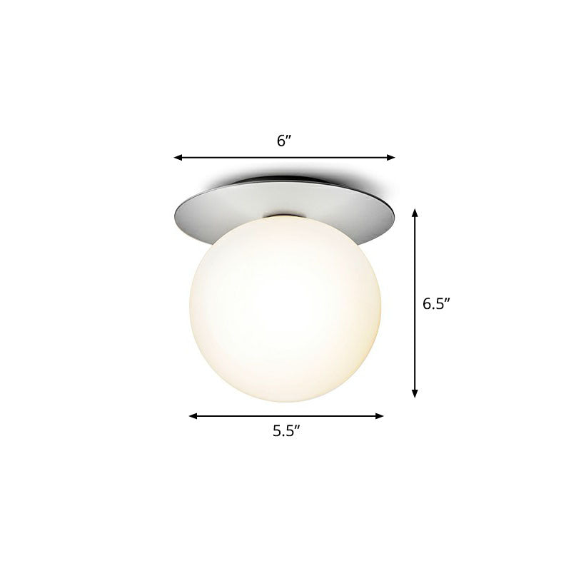 1 Bulb Aisle Ceiling Lamp Modern Semi Flush Mount Lighting with Ball Glass Shade