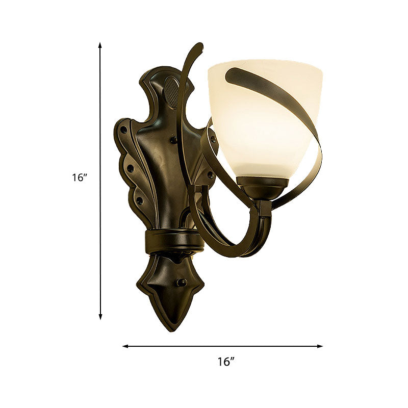 LAMPE MUR NOIR BLANG BLAND DOME 1/2-LIGHT VINTAGE MUR LEUR LEUL AVEC BRAND CURVY POUR LE PORCH