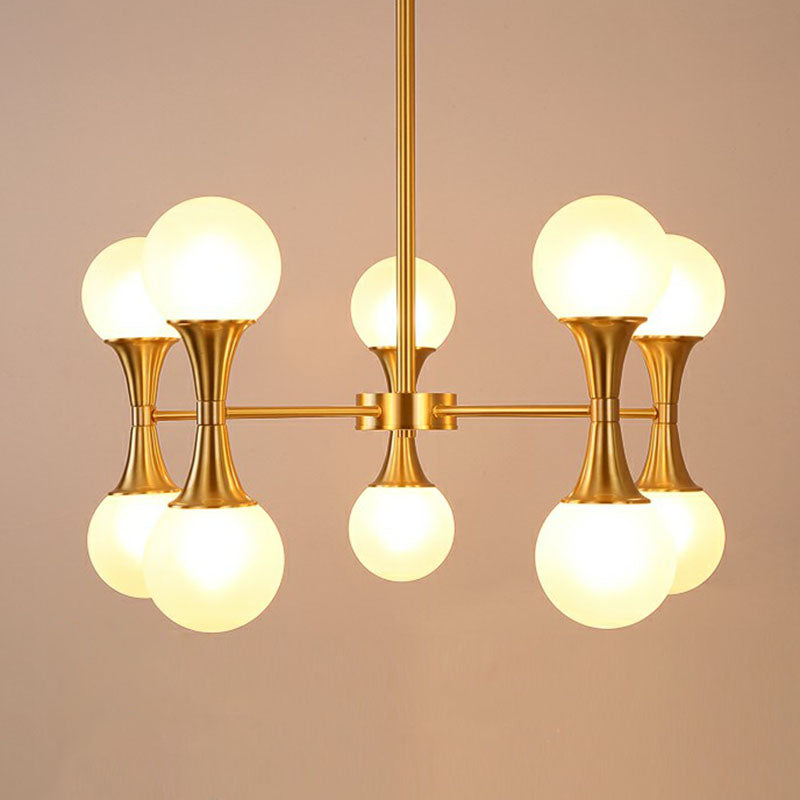 Gold Finish Molecule Chandelier Minimalistic Frosted White Glass Hanging Pendant Light