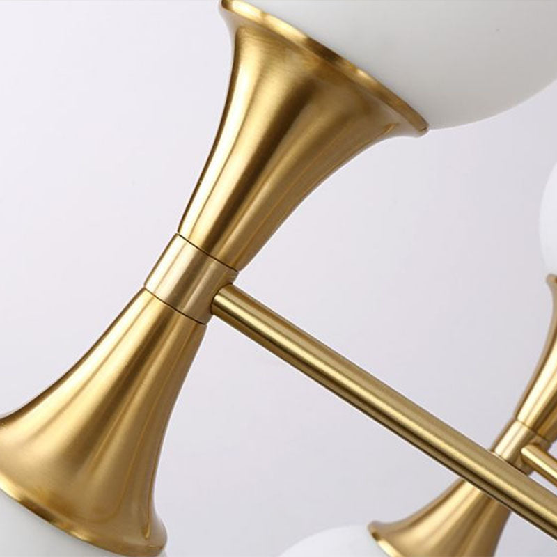 Gold Finish Molecule Chandelier Minimalistic Frosted White Glass Hanging Pendant Light