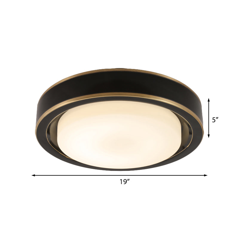 15"/19" W¬†Nero/ottone¬†Plafoniera da soffitto Drum Classic¬†Vetro smerigliato¬†LED¬†Camera da letto¬†Montaggio a incasso¬†in¬†Bianco/Luce calda¬†
