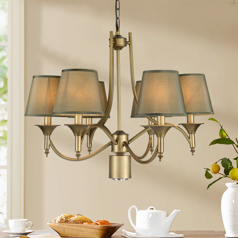 Nordic Empire Shade Chandelier Light Fixture 6 Lights White/Green/Army Green Fabric Hanging Ceiling Light