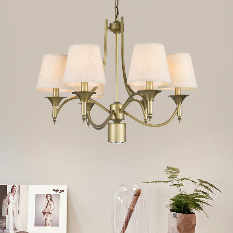 Nordic Empire Shade Chandelier Light Fixture 6 Lights White/Green/Army Green Fabric Hanging Ceiling Light