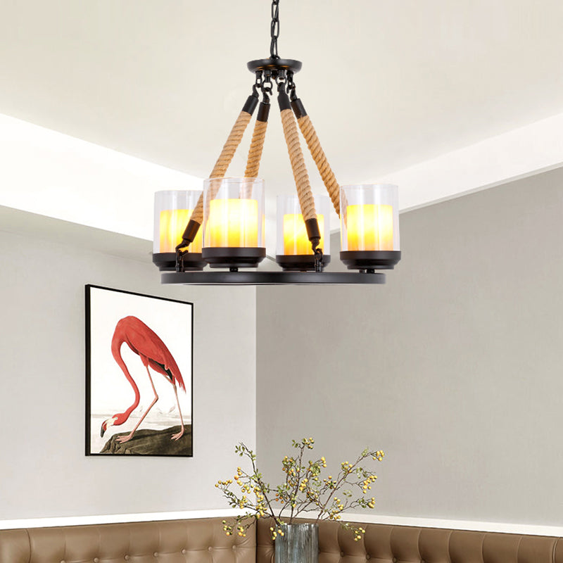Wagon Wheel Metal Chandelier Light Rustic Style 6/8/10 Lights Dining Room Hanging Light in Black