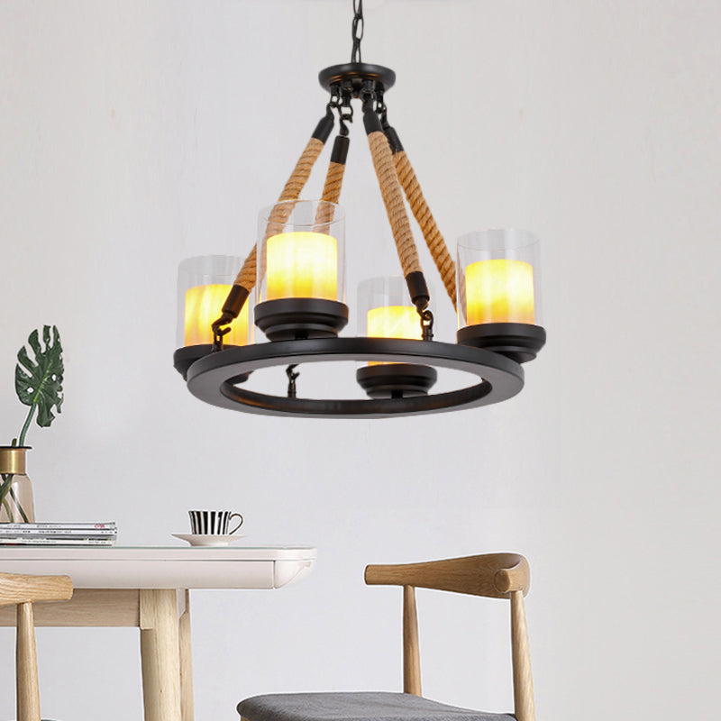 Wagon Wheel Metal Chandelier Light Rustic Style 6/8/10 Lights Dining Room Hanging Light in Black