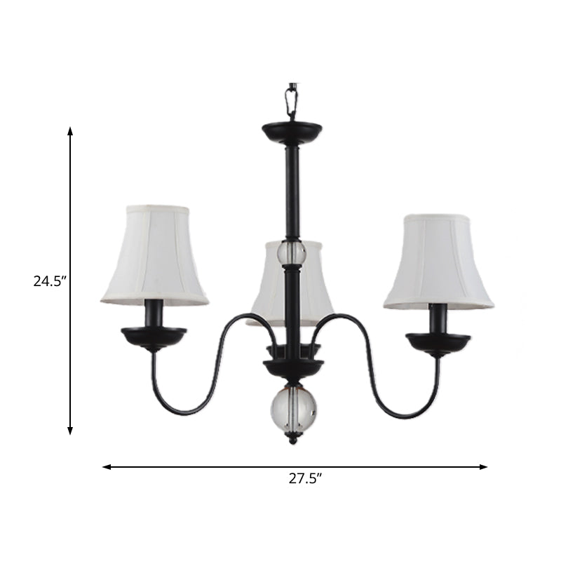 Shade de la sombra Empire Ligera de la lámpara de tela blanca tradicional 3/5/6 luces luz de techo negro