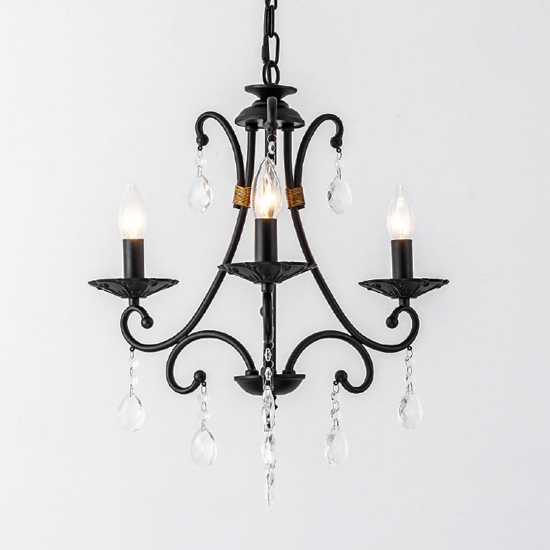 Candelabra Living Room Chandelier Light Traditional Metal 3/6/8 Lights Black Hanging Ceiling Light