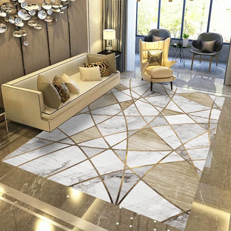 Modern Geometric Abstract Pattern Rug Multi Color Synthetics Carpet Anti-Slip Pet Friendly Machine Washable Rug for Living Room