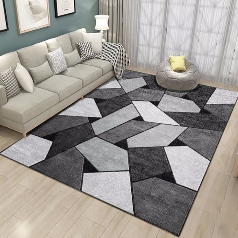 Minimalistic Living Room Rug Multi Color Geometric Print Rug Polypropylene Machine Washable Stain Resistant Non-Slip Rug