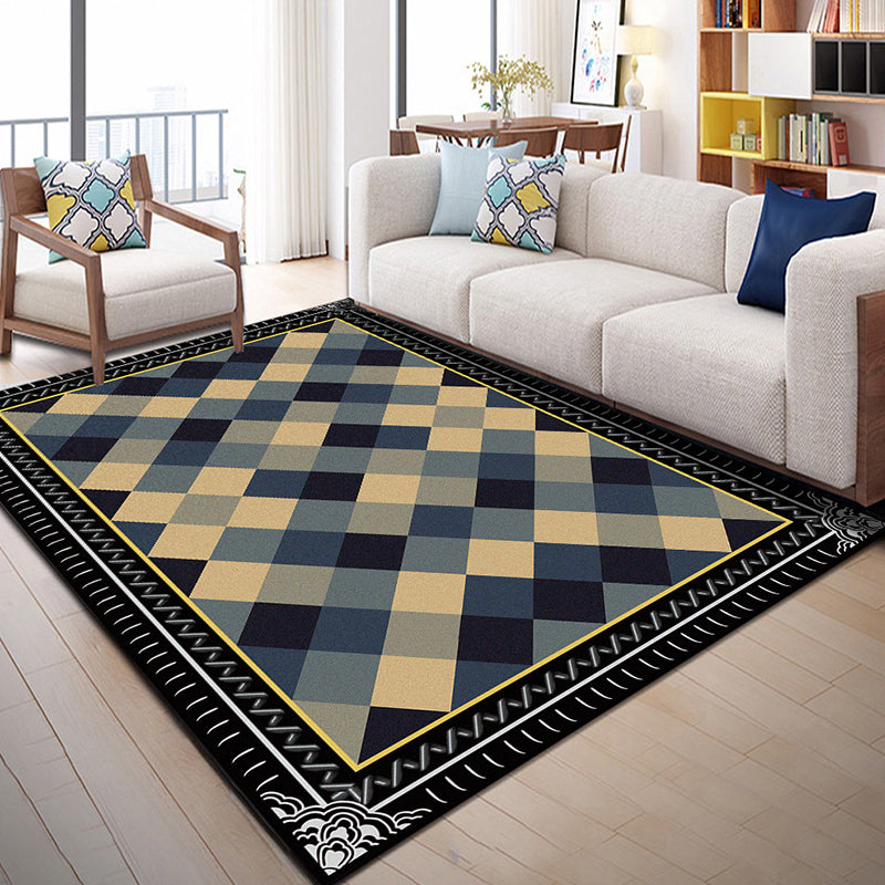 Bright Geometric Block Rug Multi-Colored Modern Carpet Polyester Machine Washable Anti-Slip Backing Pet Friendly Rug for Room