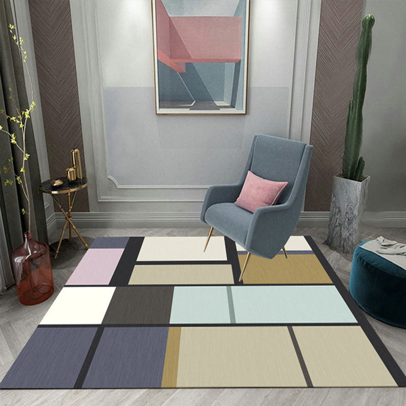 Colorful Triangle Print Rug Multicolor Modern Style Rug Synthetics Washable Stain Resistant Anti-Slip Rug for Home