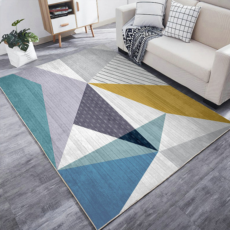 Colorful Triangle Print Rug Multicolor Modern Style Rug Synthetics Washable Stain Resistant Anti-Slip Rug for Home
