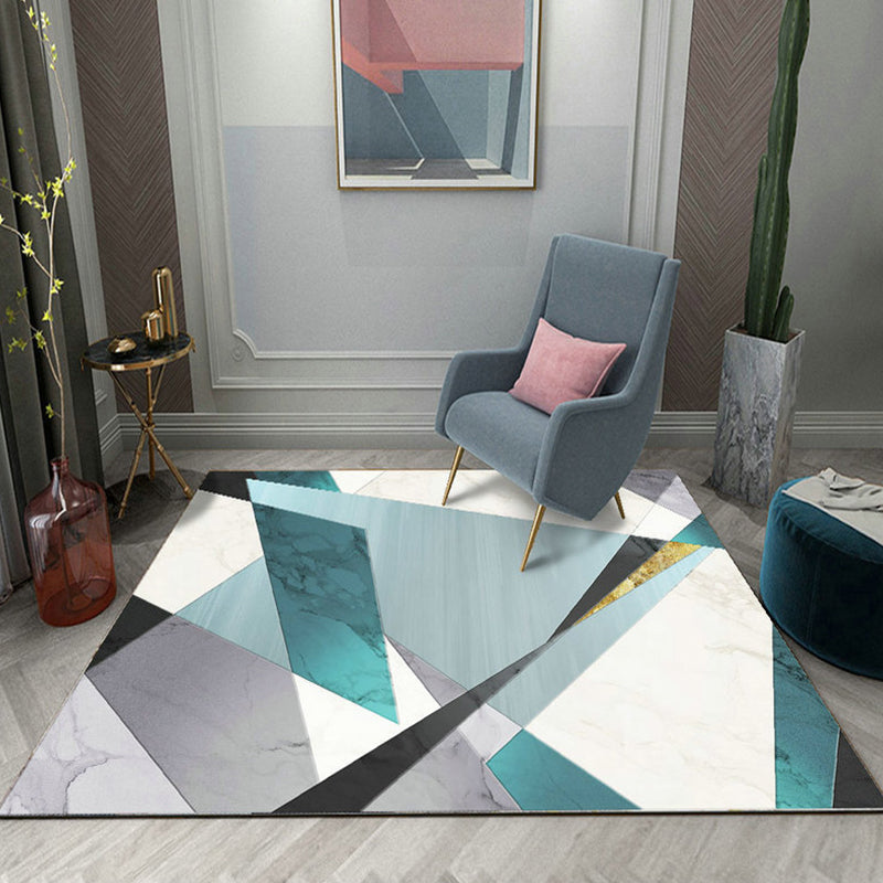 Colorful Triangle Print Rug Multicolor Modern Style Rug Synthetics Washable Stain Resistant Anti-Slip Rug for Home