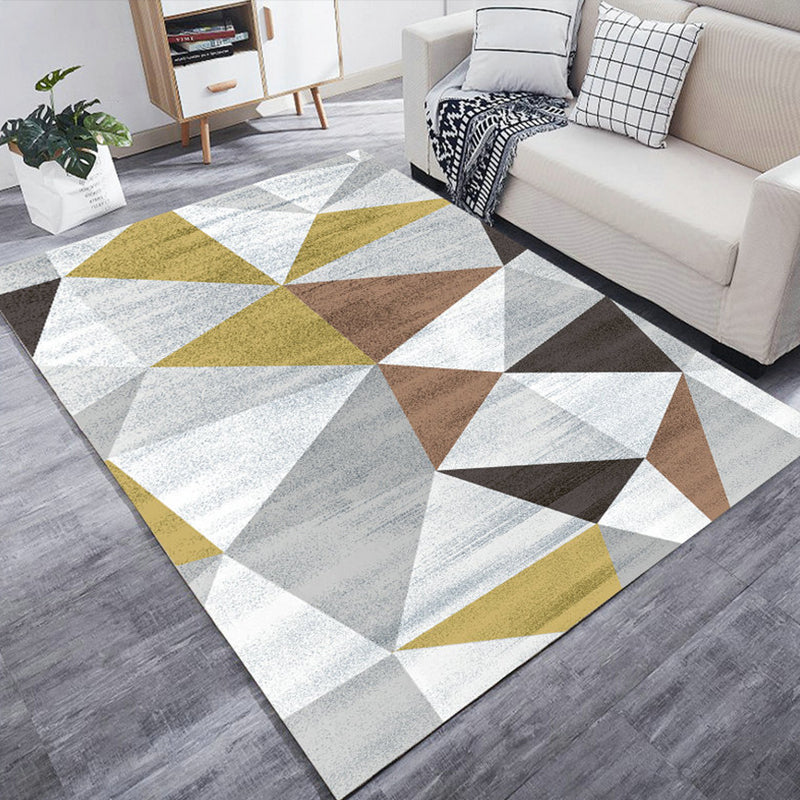 Colorful Triangle Print Rug Multicolor Modern Style Rug Synthetics Washable Stain Resistant Anti-Slip Rug for Home
