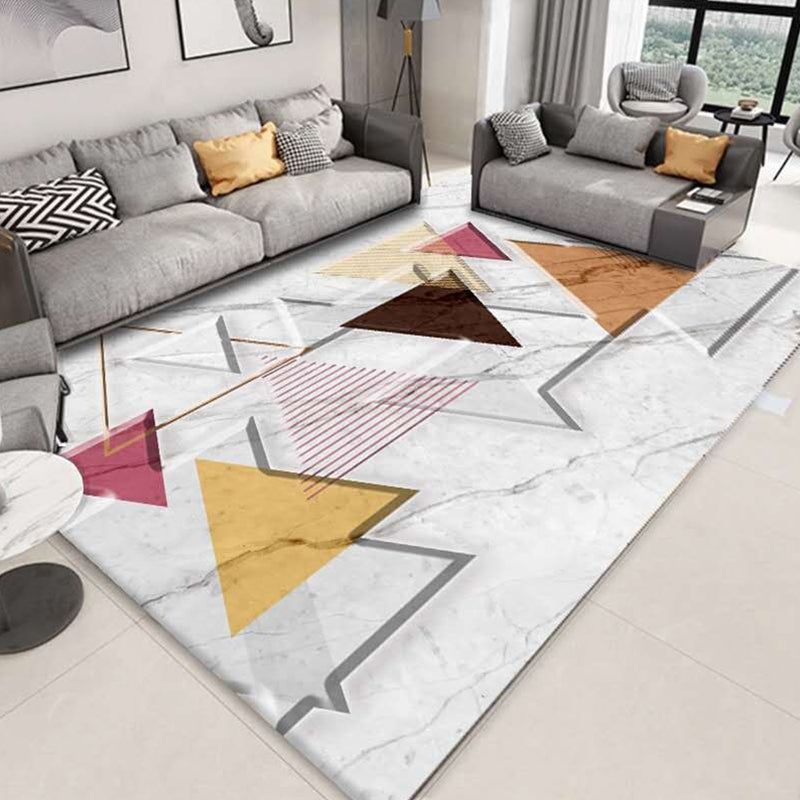 Multi Colored Bedroom Rug Modern Geometric Printing Carpet Polypropylene Washable Stain Resistant Anti-Slip Backing Rug