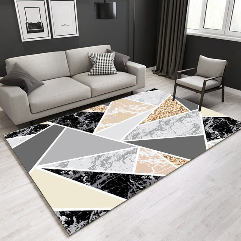 Retro Post-Modern Rug Multi Color Geometric Marble Print Rug Pet Friendly Stain Resistant Anti-Slip Rug for Room