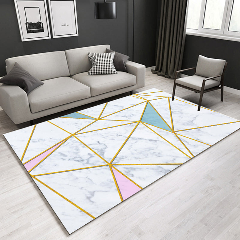 Retro Post-Modern Rug Multi Color Geometric Marble Print Rug Pet Friendly Stain Resistant Anti-Slip Rug for Room