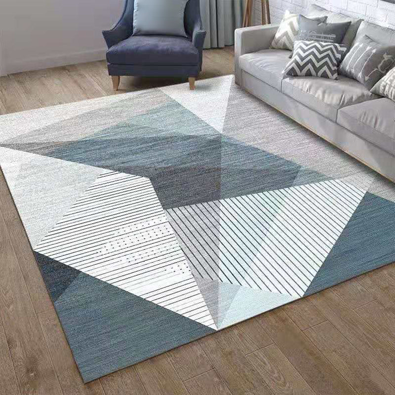 Contemporary Living Room Rug Multi-Color Geometric Carpet Polypropylene Washable Stain Resistant Non-Slip Backing Area Rug