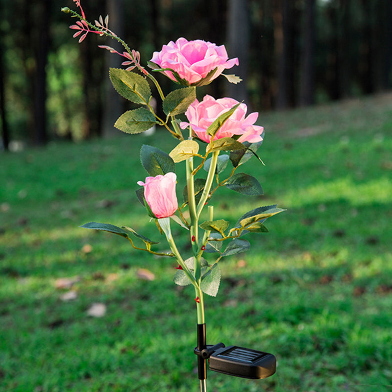 1 Pc Artistic Flower Shape LED Lawn Lighting Plastic Garden Solar Powered Stake Light