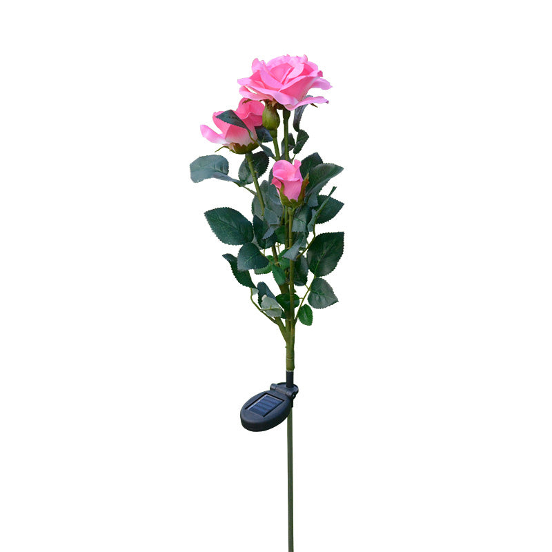 1 Pc Artificial Rose Bouquet Outdoor Solar Ground Lighting Plastic Contemporary LED Landscape Light