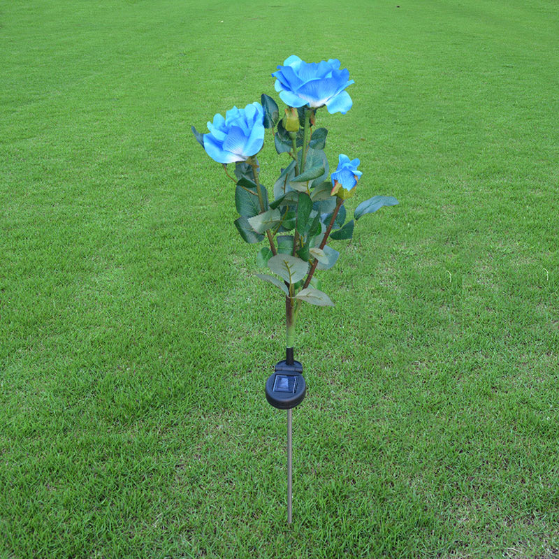 1 Pc Artificial Rose Bouquet Outdoor Solar Ground Lighting Plastic Contemporary LED Landscape Light