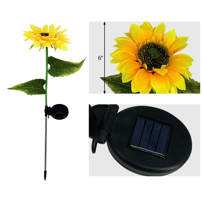 1 Pc Sunflower Plastic Solar Ground Light Art Decor Yellow LED Stake Lighting for Courtyard