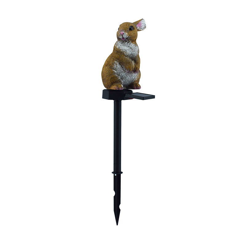 Brown Rabbit Shape LED Stake Light Modern Style Resin Solar Lawn Lighting for Courtyard, 1 Pc