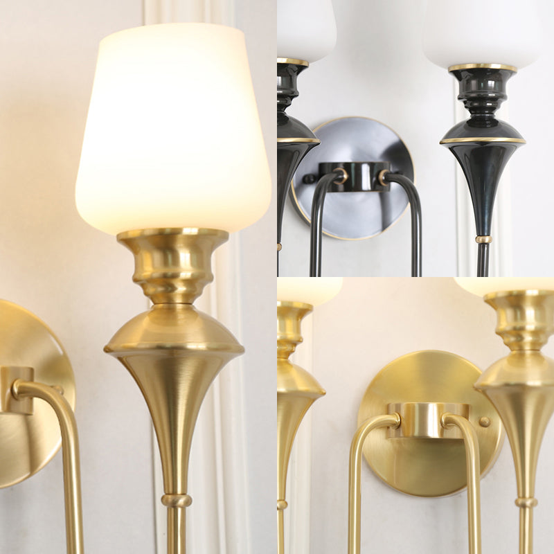 Cône en verre blanc applique Lumière